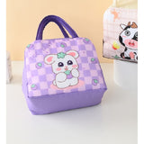 Geanta Termoizolanta pentru Copii, Vivimall, 23x13x19 cm, Model Imprimeu Iepuras, din Folie de Aluminiu si Panza Oxford, Mov - vivimall.ro