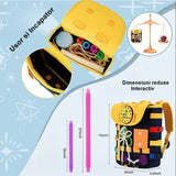 Ghiozdan Montessori, Vivimall, pentru Copii 2-6 ani, Fidget Pop, cu Catarame si Fermoare, Jucarii Senzoriale, Activitate de Invatare prin Joc, Albastru Marin, 0.25 kg, 28x10x23 cm - vivimall.ro