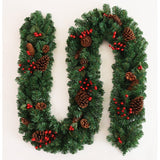 Ghirlanda de Craciun, cu merisoare si conuri, din brad artificial, 210 cm, verde - vivimall.ro