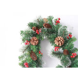 Ghirlanda de Craciun, cu merisoare si conuri, din brad artificial, cu parti de pin inzapezit, 270 cm, Verde - vivimall.ro