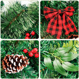 Ghirlanda decorativa Craciun cu funde rosii si conuri de brad, Vivimall, 2,70 m, Verde - vivimall.ro