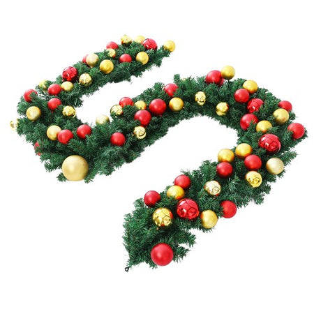 Ghirlanda decorativa Craciun cu Globuri colorate, Vivimall, 2,70 m, Verde - vivimall.ro
