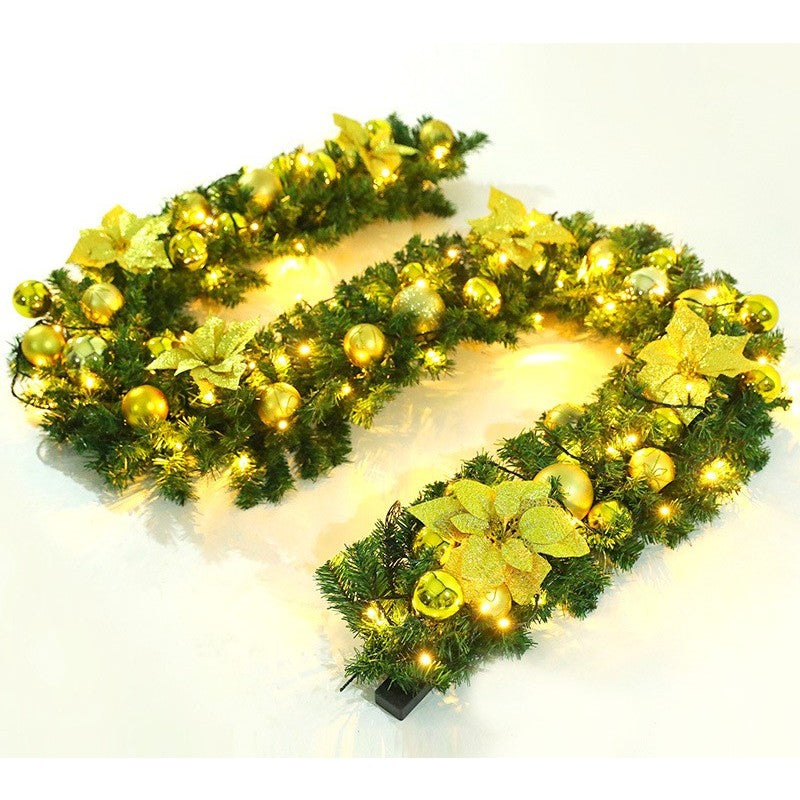 Ghirlanda decorativa Craciun, Vivimall, 2,70 m, Globuri si funde aurii - vivimall.ro