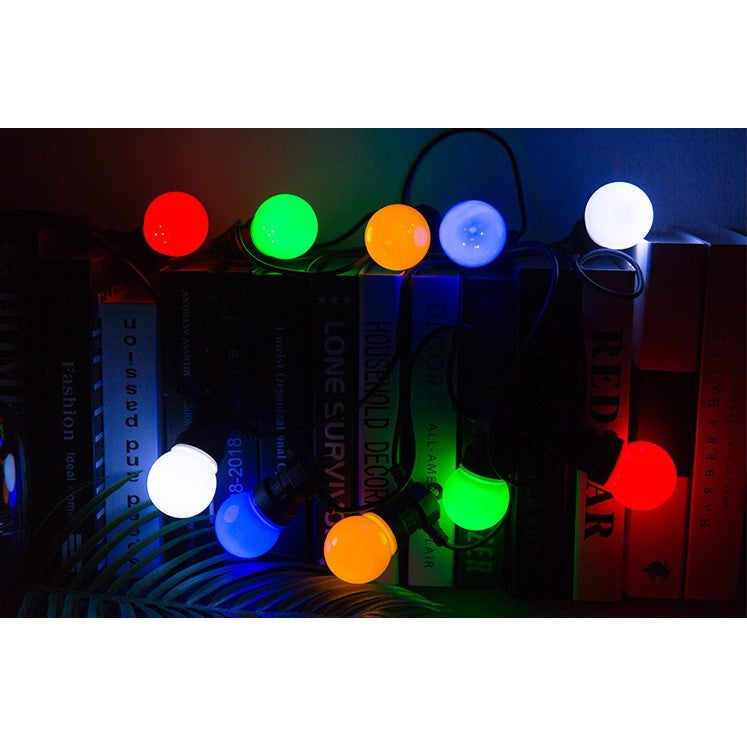 Ghirlanda Luminoasa, Vivimall, fara Transformator, 10 m, 20 LED-uri Model Bulb, Interconectabila, IP65, Multicolor - vivimall.ro
