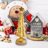 Decoratiune de Craciun, Flippy, Model Brad cu Stea, din Sticla, Lumini, Baterii 3 AA, 31.5 x 9 cm, Auriu - vivimall.ro