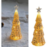 Decoratiune de Craciun, Flippy, Model Brad cu Stea, din Sticla, Lumini, Baterii 3 AA, 24 x 8 cm, Auriu - vivimall.ro