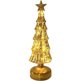 Decoratiune de Craciun, Flippy, Model Brad cu Stea, din Sticla, Lumini, Baterii 3 AA, 31.5 x 9 cm, Auriu - vivimall.ro