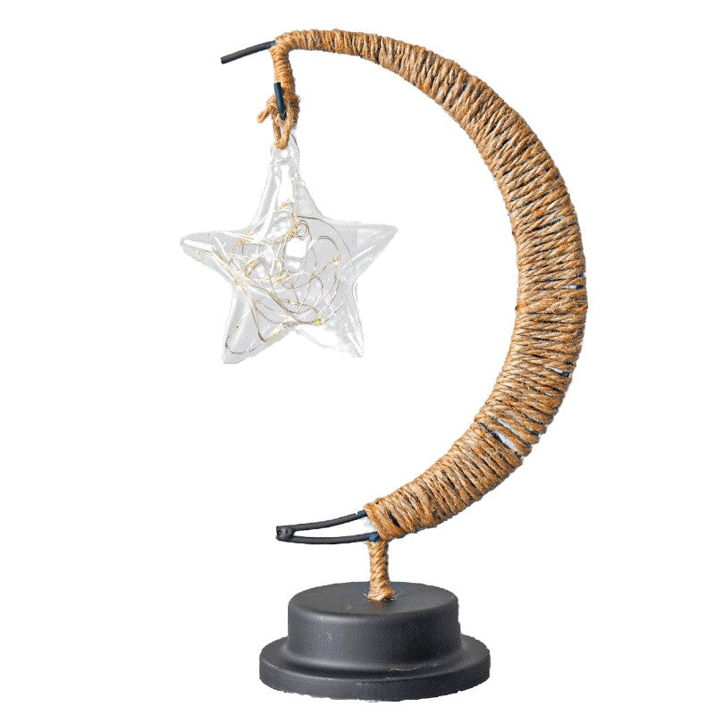 Lampa veghe Vivimall, semi-luna cu stea din sticla, led, 28x15 cm, alb cald - vivimall.ro