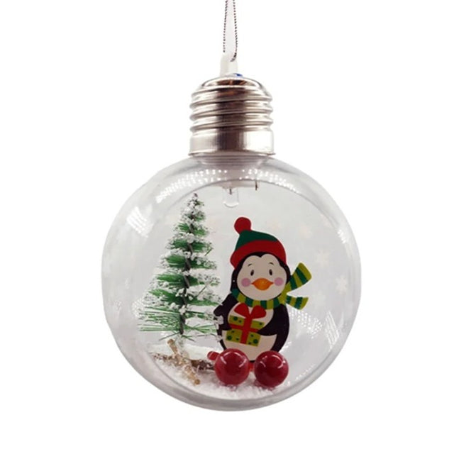 Glob de Craciun, Vivimall, cu LED, Model Pinguin, 10 x 5 x 3 cm, Multicolor - vivimall.ro