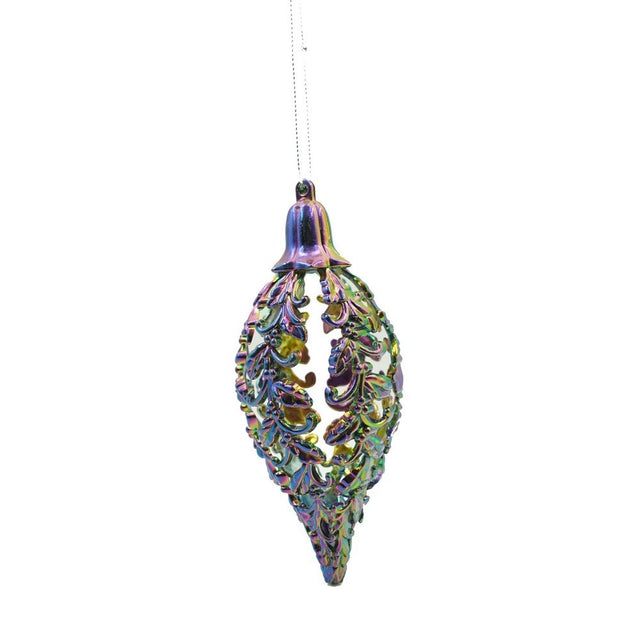 Glob de Craciun, Iridescent, in forma de Con de brad, 6 cm x 15 cm, Plastic, Vivimall - vivimall.ro