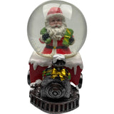 Decoratiune muzicala glob cu zapada, Mos Craciun pe tren, 10x13 cm, multicolor - vivimall.ro