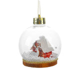 Glob pentru Bradul de Craciun LED, Vivimall, Model B, Glob Transparent cu Figurina Casa si Ren iluminat LED, Diametrul 10 cm, Baza Solida, Transparent - vivimall.ro