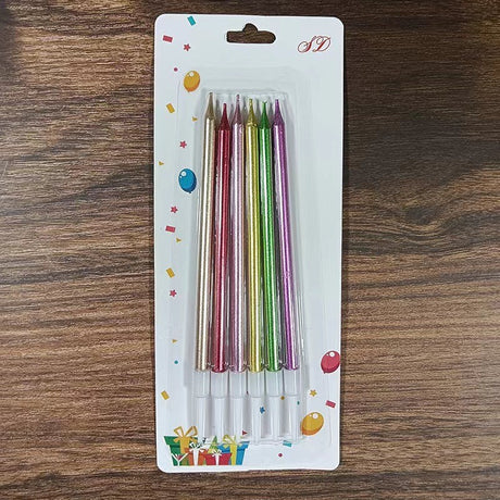 Set 6 Lumanari de Tort, Vivimall, din Parafina, 11 x 0.4 cm, Lucioase, Multicolor - vivimall.ro