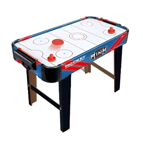Masa Air Hockey Graffiti cu Picioare Lungi, Vivimall, PVC, 2 Pucuri, Tabela Scor, 2 Impingatoare, 76x38x61 cm, Albastru - vivimall.ro