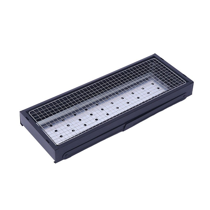 Gratar Portabil, Confectionat Din Metal, Pentru Picnic, Gradina, Terasa, Camping, Dimensiuni Reduse, 60X22X23 Cm, Negru - vivimall.ro