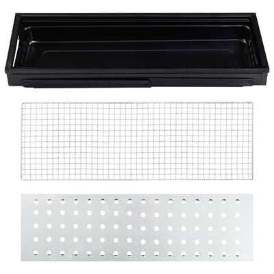 Gratar Portabil, Confectionat Din Metal, Pentru Picnic, Gradina, Terasa, Camping, Dimensiuni Reduse, 60X22X23 Cm, Negru - vivimall.ro