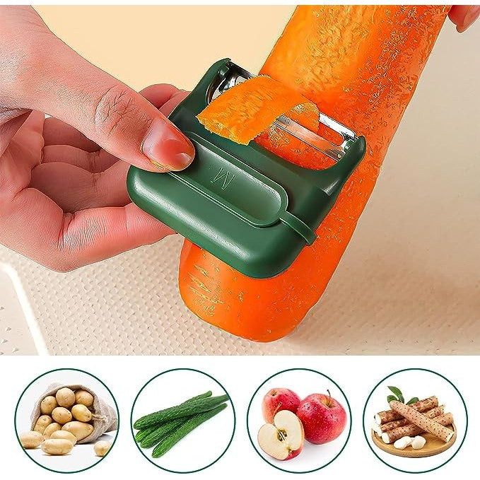 Decojitor/Curatator Manual De Legume Si Fructe, Portabil, Cu Magnet, Doua Lame, Inox, 6.7X6X1.6 Cm - vivimall.ro