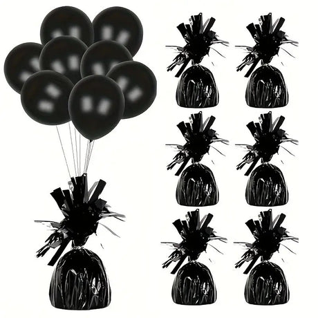 Greutate pentru Baloane cu Heliu, Vivimall, din Folie cu Franjuri, 170g, 13 x 5 x 3 cm, Negru - vivimall.ro