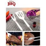 Set 3 Ustensile pentru Gratar, Vivimall, din Otel Inoxidabil, Geanta Oxford, Argintiu - vivimall.ro