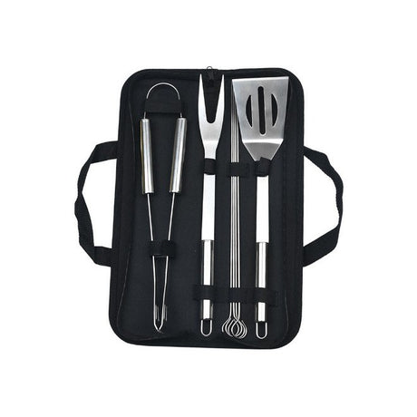 Set 7 Ustensile Pentru Gratar, Din Otel Inoxidabil, Geanta Oxford, Argintiu - vivimall.ro