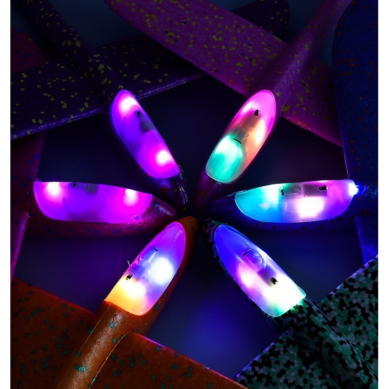 Avion planor din polistiren in punga , lungime 47 cm , cu lumina pe varf, Verde , Vivimall - vivimall.ro