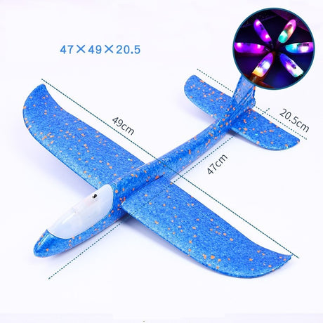 Avion Planor Din Polistiren In Punga, Lungime 47 Cm, Cu Lumini Pe Cap - vivimall.ro