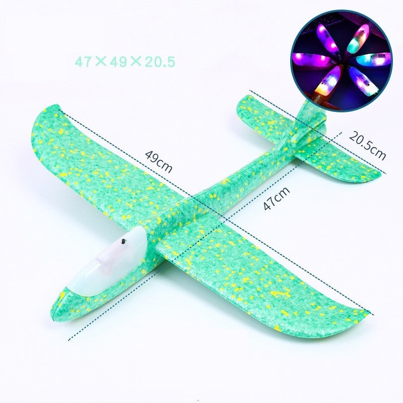 Avion Planor Din Polistiren In Punga, Lungime 47 Cm, Cu Lumini Pe Cap - vivimall.ro
