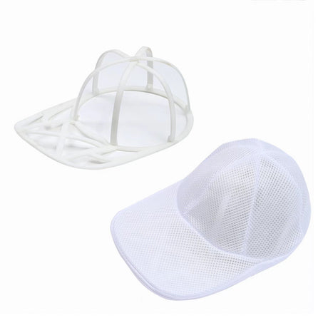 Husa de Spalare Sapca, Vivimall, pentru Masina de Spalat, din Poliester, Circumferinta 53 cm, cu Fermoar, cu Suport Sapca, Alb - vivimall.ro