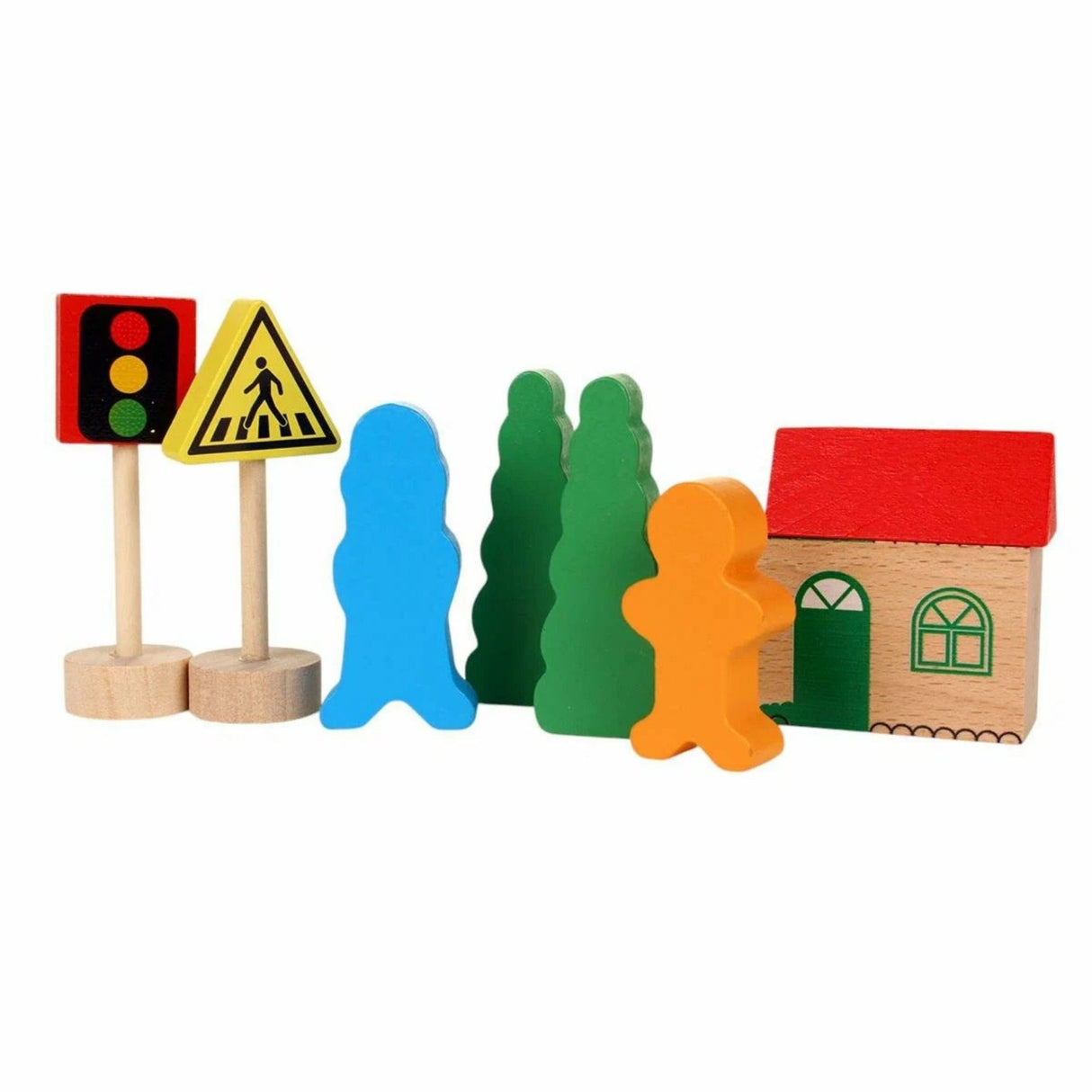 Set Circuit Trenulet din Lemn, Flippy, 33 Piese, Trenulet Magnetic, Jucarie Educativa Montessori, Masini de Interventie si Accesorii Urbane, 3 ani+, Multicolor - vivimall.ro