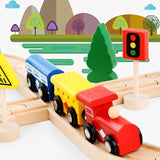 Set Circuit Trenulet din Lemn, Flippy, 33 Piese, Trenulet Magnetic, Jucarie Educativa Montessori, Masini de Interventie si Accesorii Urbane, 3 ani+, Multicolor - vivimall.ro