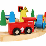 Set Circuit Trenulet din Lemn, Flippy, 33 Piese, Trenulet Magnetic, Jucarie Educativa Montessori, Masini de Interventie si Accesorii Urbane, 3 ani+, Multicolor - vivimall.ro
