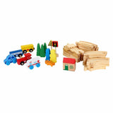 Set Circuit Trenulet din Lemn, Flippy, 33 Piese, Trenulet Magnetic, Jucarie Educativa Montessori, Masini de Interventie si Accesorii Urbane, 3 ani+, Multicolor - vivimall.ro