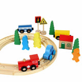 Set Circuit Trenulet din Lemn, Flippy, 33 Piese, Trenulet Magnetic, Jucarie Educativa Montessori, Masini de Interventie si Accesorii Urbane, 3 ani+, Multicolor - vivimall.ro