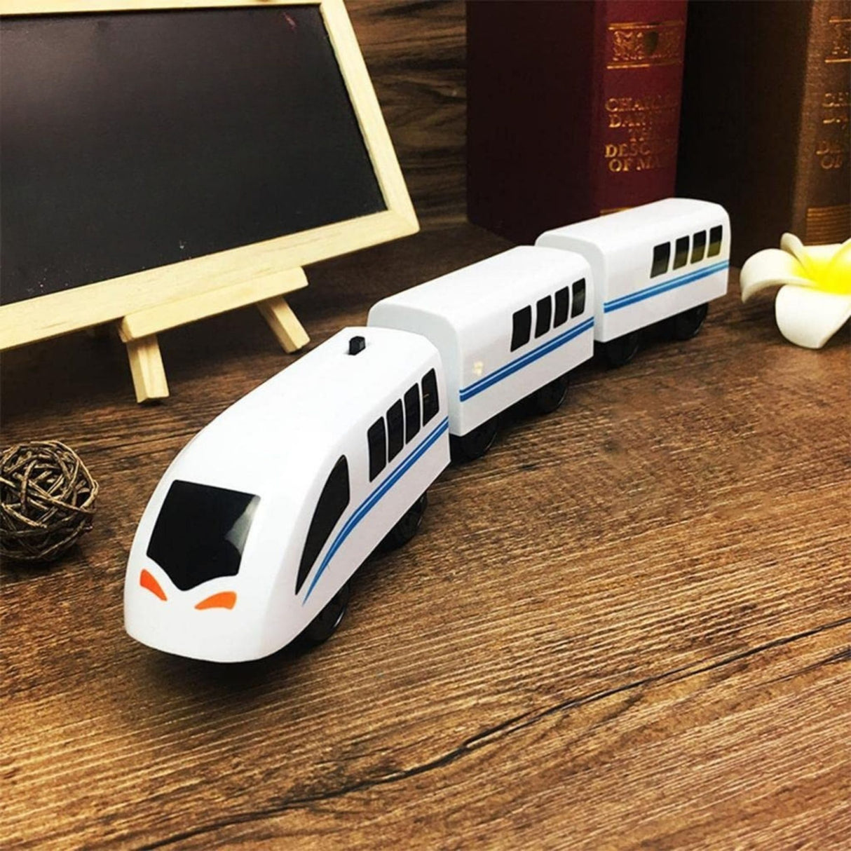 Set Circuit Trenulet din Lemn, Flippy, Locomotiva Electrica cu Sine de Lemn, 26 Piese, Jucarie Educativa Montessori, Tren de Mare Viteza, Masini de Interventie si Accesorii Oras, 3 ani+, Multicolor - vivimall.ro