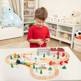 Set Circuit Trenulet din Lemn, Flippy, Locomotiva Electrica cu Sine de Lemn, 72 Piese, Jucarie Educativa Montessori, Circuit Feroviar cu Pod, Accesorii Oras si Santier, 3 ani+, Multicolor - vivimall.ro