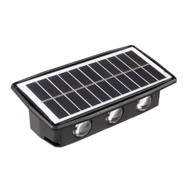 Lampa Solara Led Bidirectionala Dreptunghiulara Pentru Perete, 20.5X10 Cm, 6 Led-Uri, 5.5V, Abs, 500Mah, Rezistent La Apa Ip65, Alb Rece - vivimall.ro