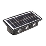Lampa Solara Led Bidirectionala Dreptunghiulara Pentru Perete, 20.5X10 Cm, 6 Led-Uri, 5.5V, Abs, 500Mah, Rezistent La Apa Ip65, Alb Rece - vivimall.ro