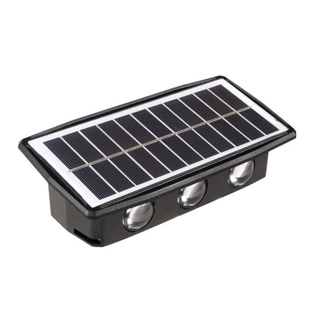 Lampa Solara Led Bidirectionala Dreptunghiulara Pentru Perete, 20.5X10 Cm, 6 Led-Uri, 5.5V, Abs, 500Mah, Rezistent La Apa Ip65, Alb Rece - vivimall.ro
