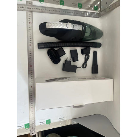 Aspirator de Mana Portabil Turbo, Vivimall, pentru Uz Caznic sau Auto, Functie de Aspirare Umeda si Uscata, Incarcare la Priza, 32.000 rot/min, Putere 120W, Aspirare cu Vid de 4 Bar, 5 Accesorii pentru Spatii Inguste, Negru - vivimall.ro