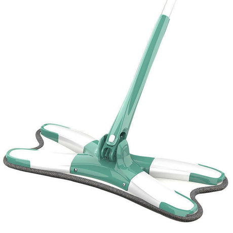 Mop Plat Cu Lavetă Din Microfibră, Pentru Uz Casnic, Sistem De Stoarcere X, Tijă Telescopică 140 cm, Rotire 360, 38 x 140 cm, Verde - vivimall.ro