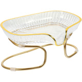 Savoniera cu Suport, Vivimall, Sistem de Scurgere a Apei, Margine Aurie, 14 x 8.5 x 9 cm, din TPE, Transparent - vivimall.ro