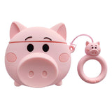 Husa AirPods cu Inel Prindere Porc Roz - vivimall.ro