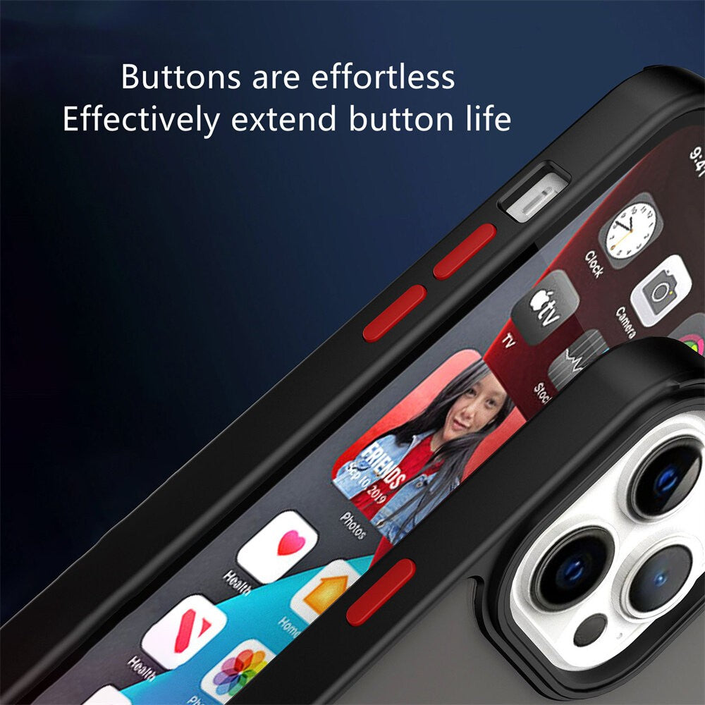 Husa Anti Fall Metal Bracket pentru Apple iPhone 14 Pro Max, Rezistenta la socuri, Margini colorate, Cu inel de prindere magnetic, Flippy, Negru - vivimall.ro