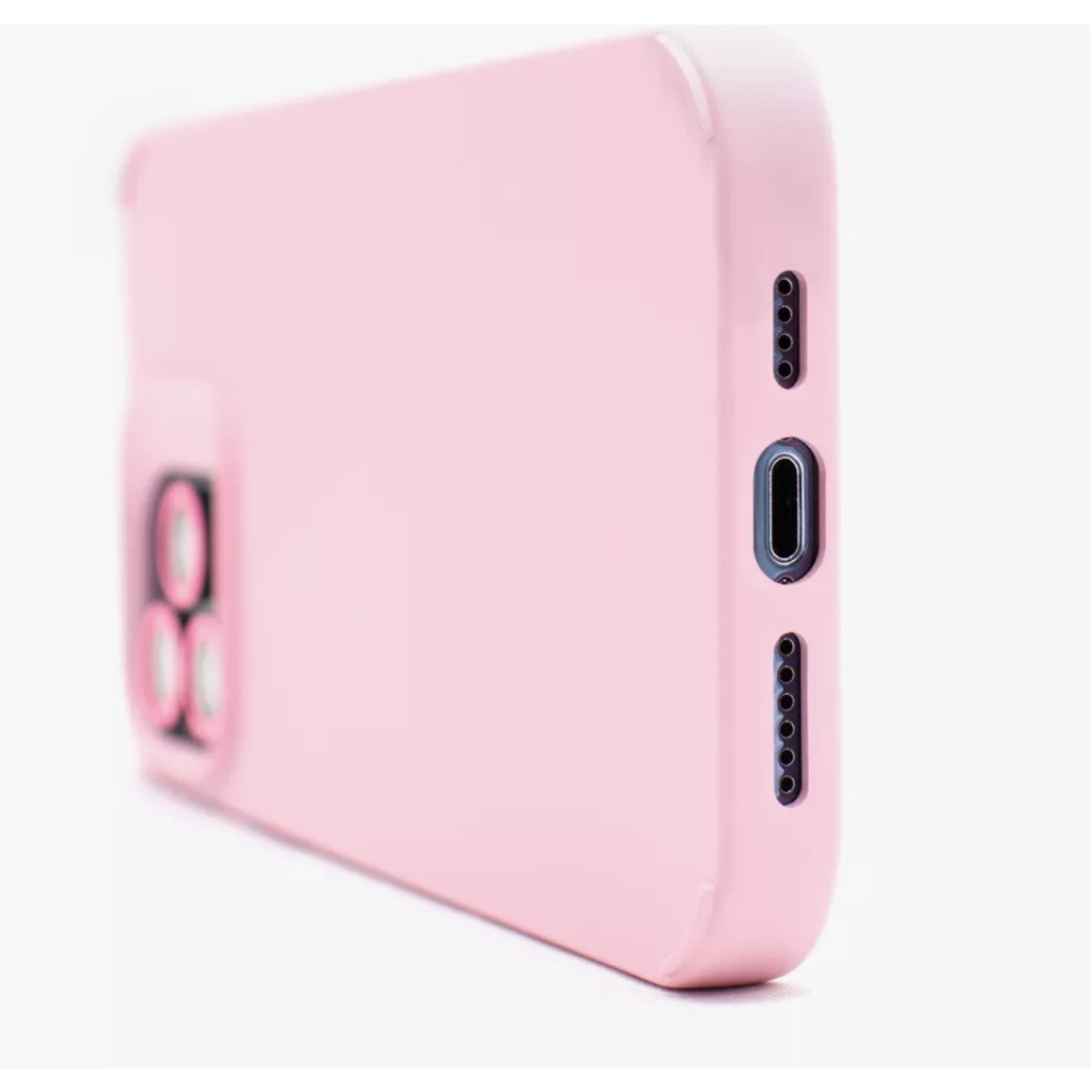 Husa Apple iPhone 13, Vivimall, din Silicon Lichid, Interior din Microfibra, Lentile Fosforescente de Protectie Camera, Anti Amprenta, Rezistenta la Socuri, Roz - vivimall.ro