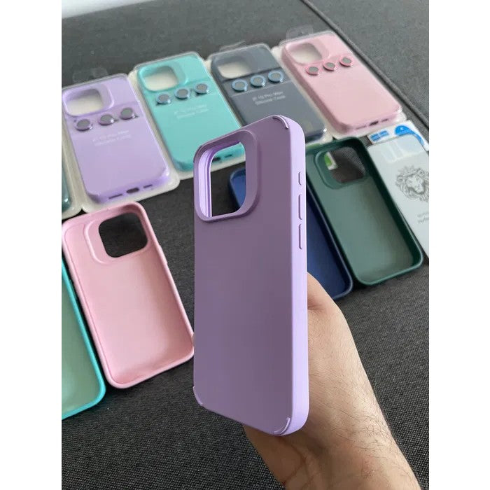 Husa Apple iPhone 13 Pro, Vivimall, din Silicon Lichid, Interior din Microfibra, Lentile Fosforescente de Protectie Camera, Anti Amprenta, Rezistenta la Socuri, Mov - vivimall.ro