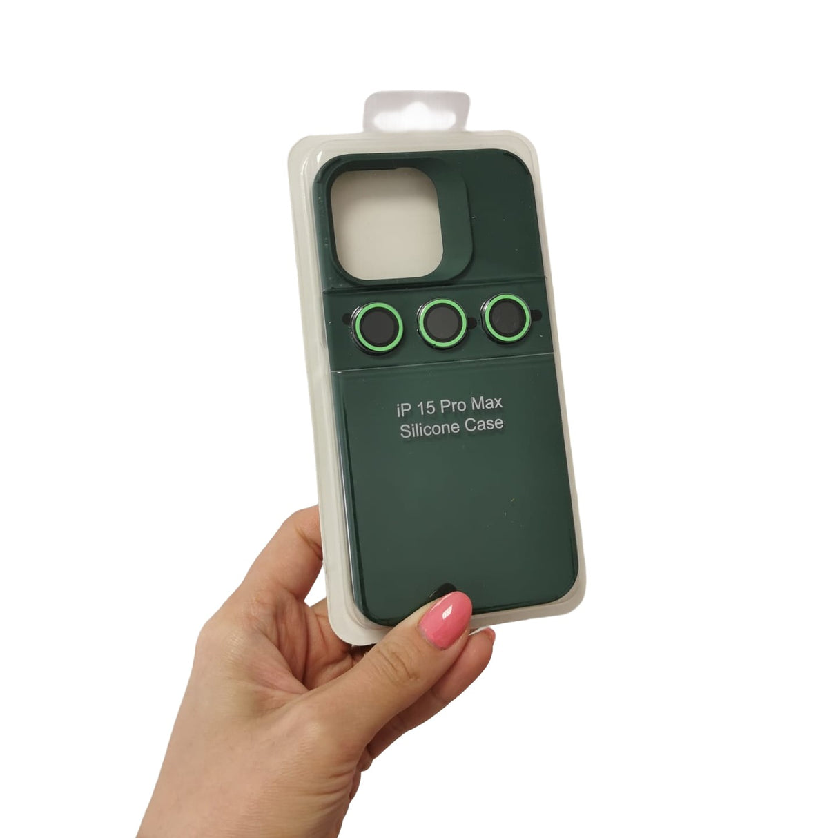 Husa Apple iPhone 15 Pro Max, Flippy, din Silicon Lichid, Interior din Microfibra, Lentile Fosforescente de Protectie Camera, Anti Amprenta, Rezistenta la Socuri, Verde - vivimall.ro