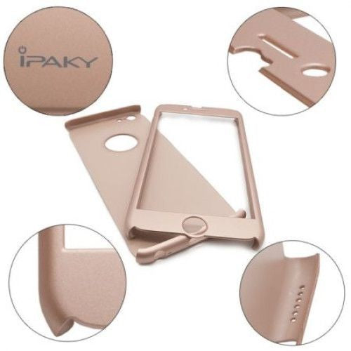 Husa Apple iPhone 6/6S IPAKY Full Cover 360 Auriu + Folie Cadou - vivimall.ro