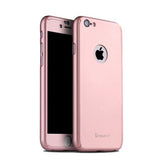 Husa Apple iPhone 6/6S Plus IPAKY Full Cover 360 Roz Auriu + Folie Cadou - vivimall.ro