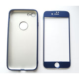 Husa Apple iPhone 7 Full Silicone 360 Albastru + Folie de protectie - vivimall.ro