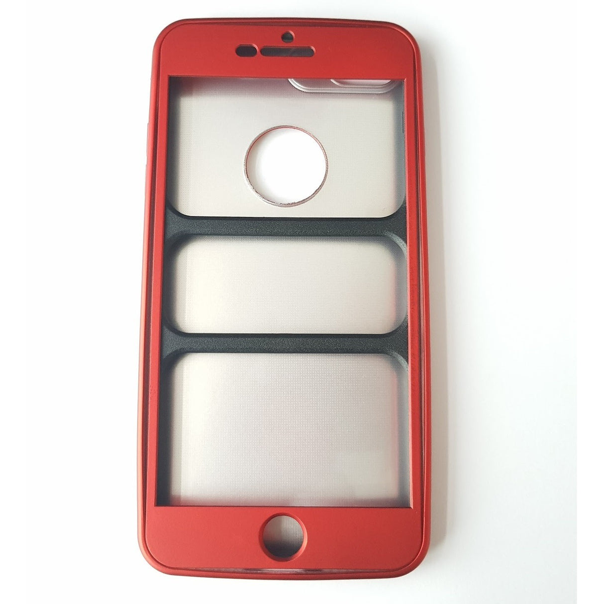 Husa Apple iPhone 7 Full Silicone 360 Rosu + Folie de protectie - vivimall.ro